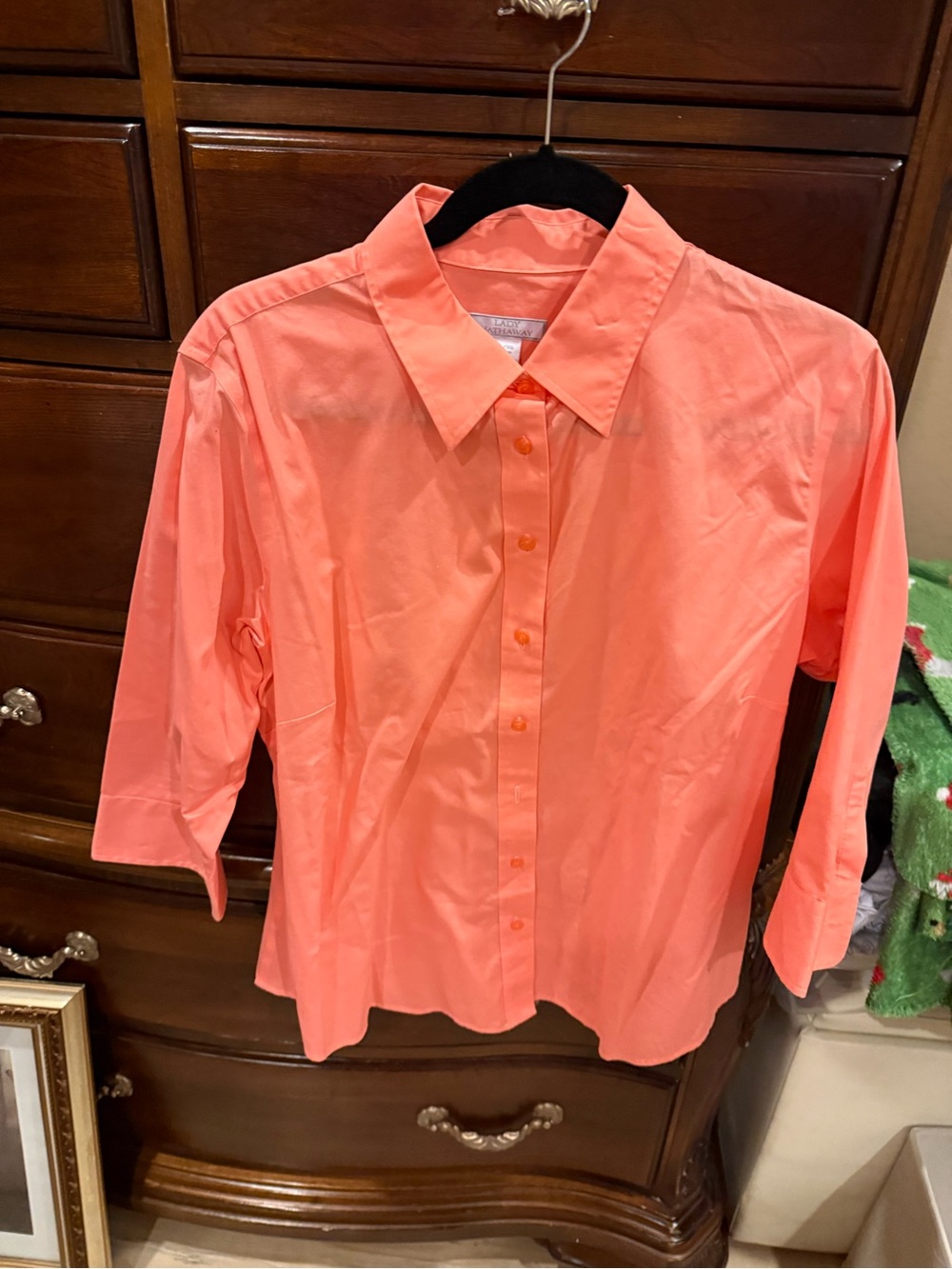 Women's Coral Button-Front Blouse